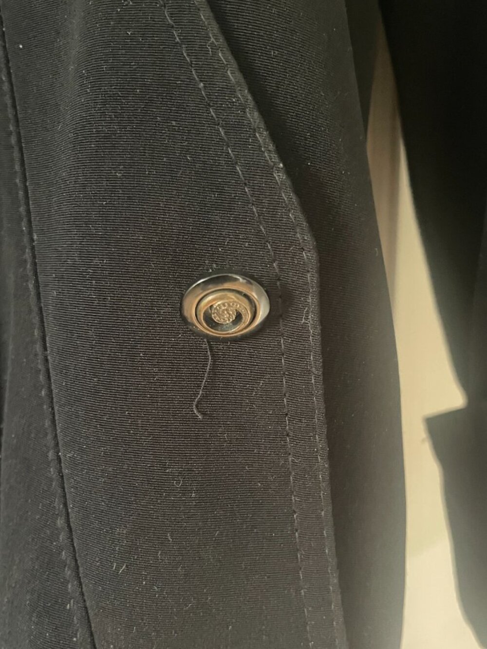 Trench Coat Black Lined Size 10P - Picture 4 of 11